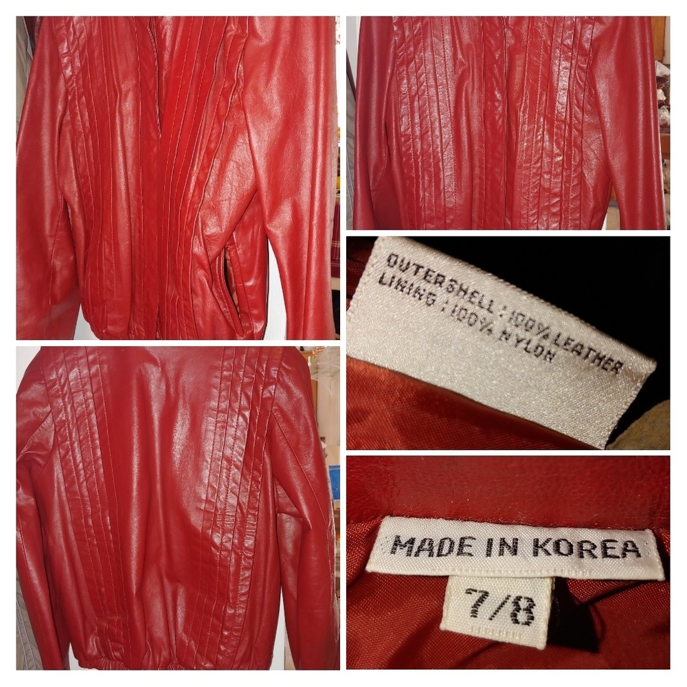 Vintage Red 100% Leather Coat